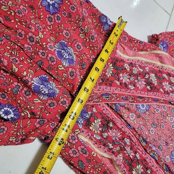 Zesica Womens Floral Midi Boho Wrap Short Sleeve Dress Gypsy Hippie Peasant M - Picture 6 of 7